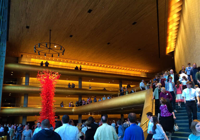 Abravanel Hall lobby in Salt Lake City, Utah, USA.