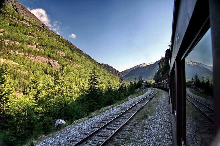 Taking the train in Alaska.