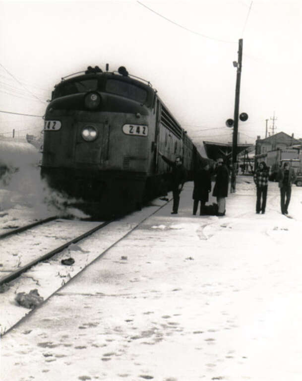 Amtrak's Vacationer at the Gervais Street station in Columbia, South Carolina in December 1972