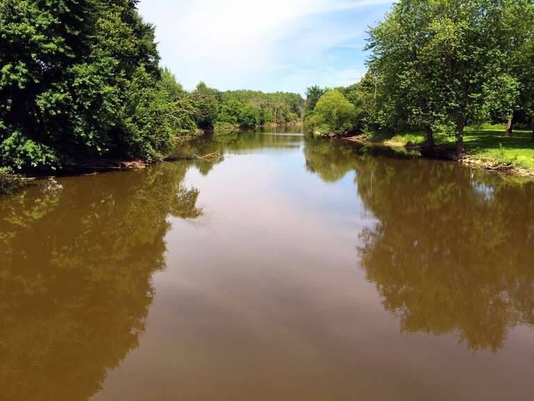 The Bad River viewed from the Saginaw Valley Rail Trail bridge in the Village of St. Charles, Saginaw County.