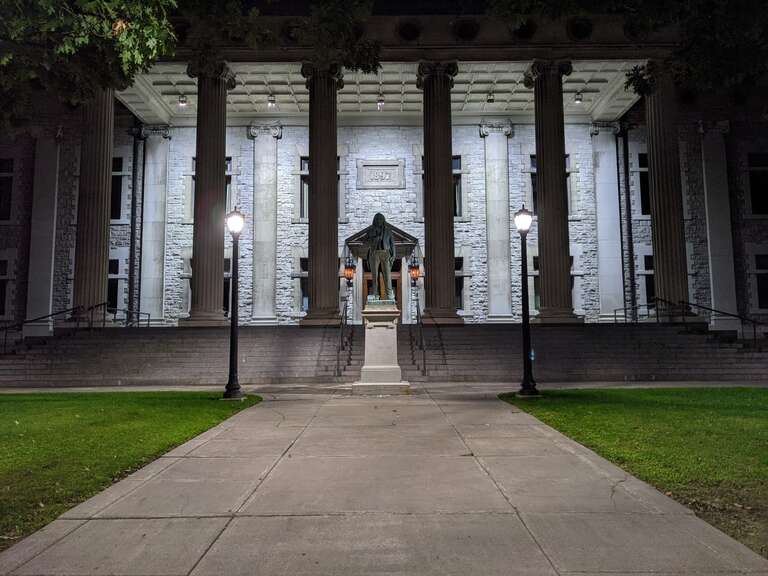 Category:Broome County Courthouse front walkway at night in 2021