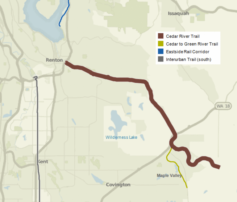 Map of Cedar River Trail. Created with Tableau.