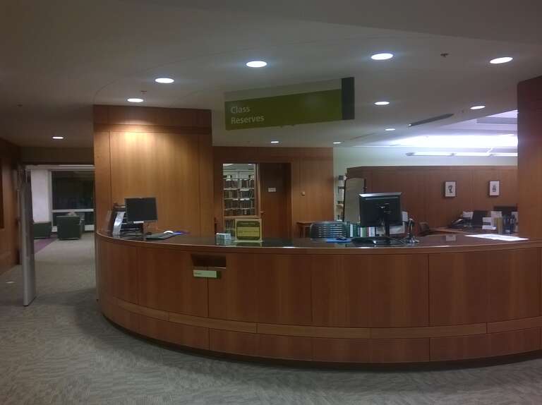 Class Reserves checkout desk, Undergraduate Library, University of North Carolina at Chapel Hill