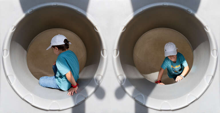 Composite image of Gabriel on a playground, Kenosha, Wisconsin, US