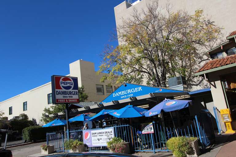 Damburger is a restaurant founded by Bud Pennington in 1938 when he was 18. He set up a hamburger stand outside the hiring tent for Shasta dam. Damburger has been a local icon ever since.