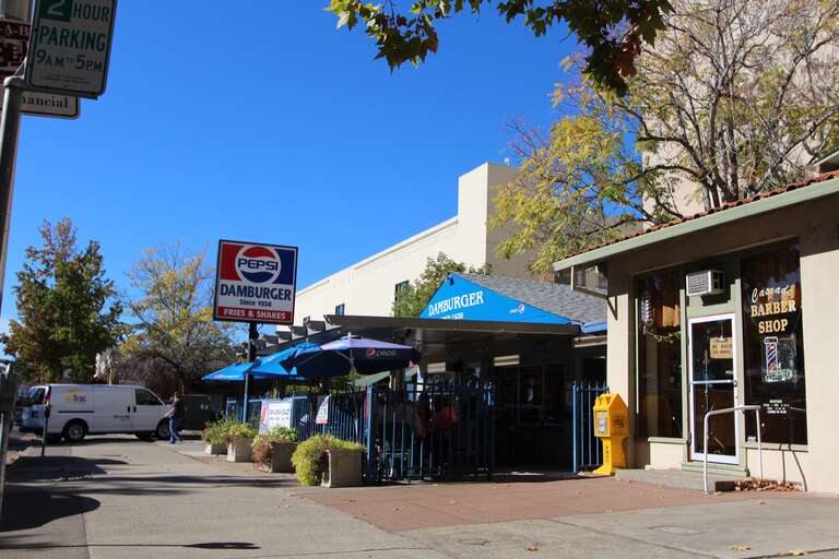 Damburger is a restaurant founded by Bud Pennington in 1938 when he was 18. He set up a hamburger stand outside the hiring tent for Shasta dam. Damburger has been a local icon ever since.