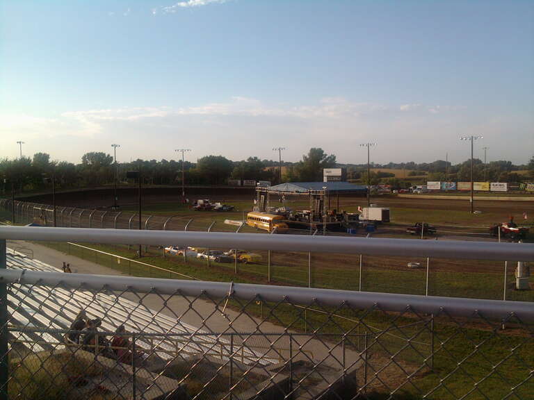 View of Eagle Raceway from the turn one stands on the night of the Endless Summer