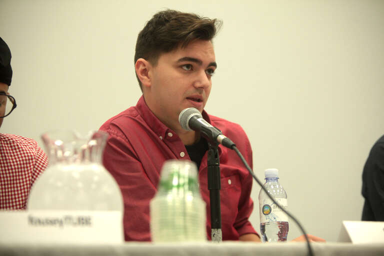 Elliott Morgan speaking at the 2014 VidCon at the Anaheim Convention Center in Anaheim, California.

Please attribute to Gage Skidmore if used elsewhere.