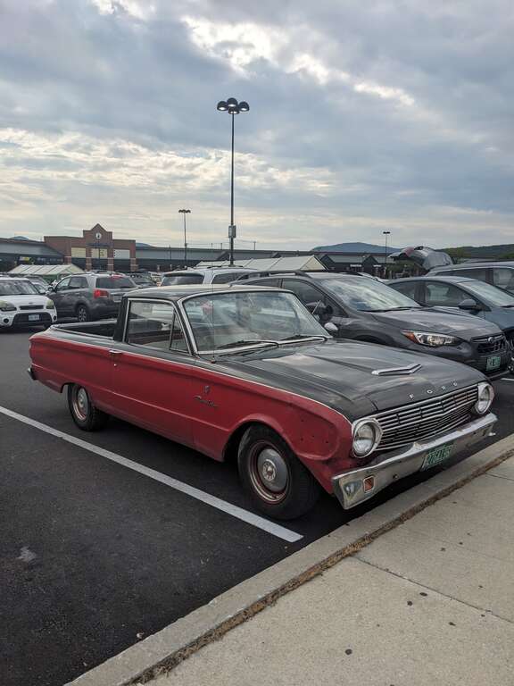 Ford Falcon Ranchero parked at Rutland Plaza, 1 Rutland Street in downtown Rutland, Vermont.