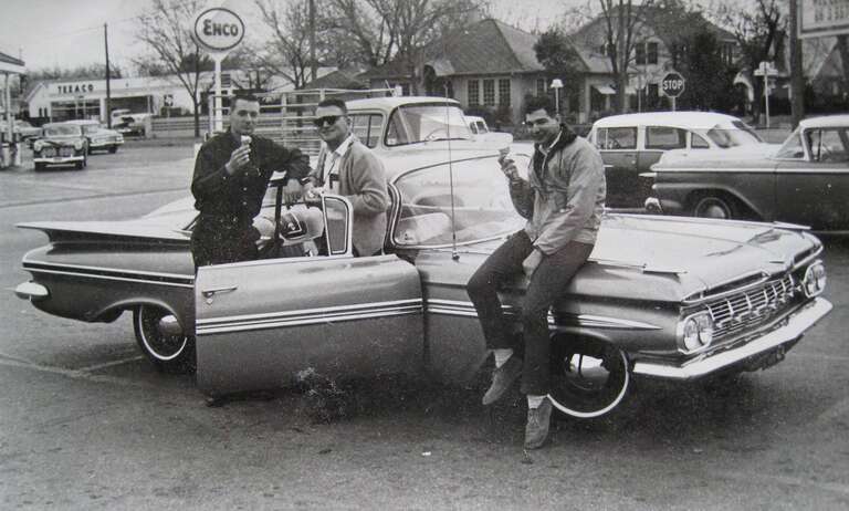 My '59 Chevy Impala and a few friends in the Dairy Queen parking lot.