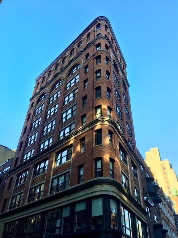 The handsome 12-story loft building at the northwest corner of Broadway and East 12th Street was designed by architect Samuel Sass and built in 1906-08.