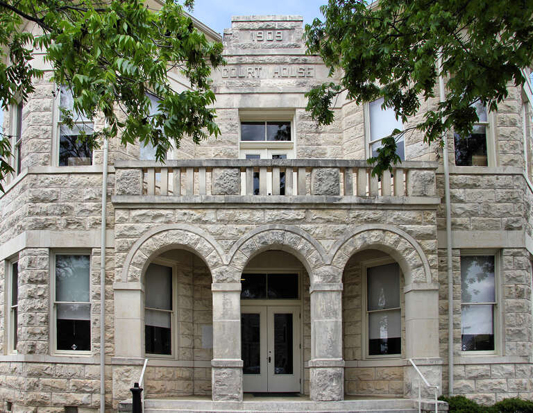 The historic Kendall County Courthouse located in Boerne, Texas, United States. The building was designated a Recorded Texas Historic Landmark in 1970 and listed on the National Register of Historic Places on February 15, 1980.