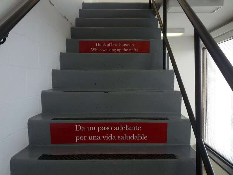 Love the stickers they've put at the office to encourage people to use the stairs