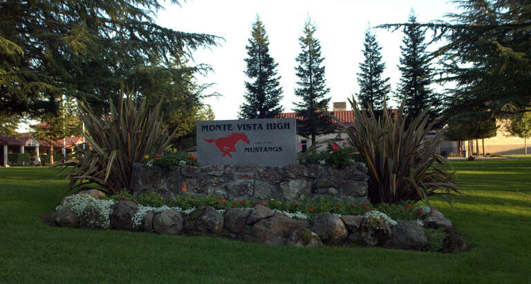 The entrance stone at Monte Vista High School.