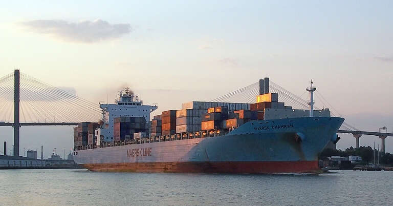 Container ship Maersk Dhahran on the Savannah River.