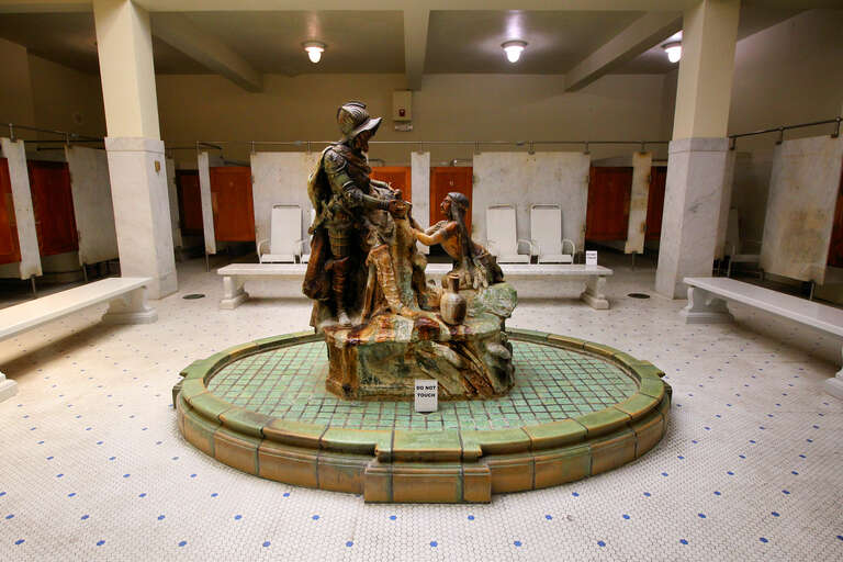 The men's bath hall in the Fordyce Bathhouse in Hot Springs National Park in Hot Springs Arkansas, United States.