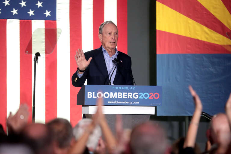 Former Mayor Mike Bloomberg speaking with supporters at a campaign rally at Warehouse 215 at Bentley Projects in Phoenix, Arizona.

Please attribute to Gage Skidmore if used elsewhere.