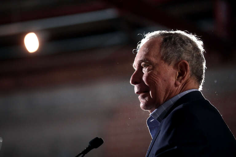 Former Mayor Mike Bloomberg speaking with supporters at a campaign rally at Warehouse 215 at Bentley Projects in Phoenix, Arizona.

Please attribute to Gage Skidmore if used elsewhere.
