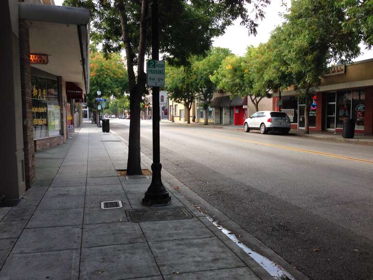 Streets and buildings in Mountain View, California