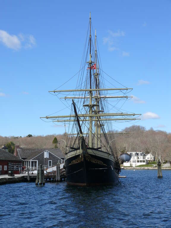 Square rigged ship Joseph Conrad built in 1882 in Mystic Seaport, Mystic, CT.
