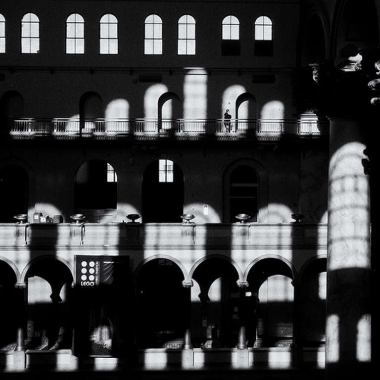 Shadows and light echo in the National Building Museum|Pension Building