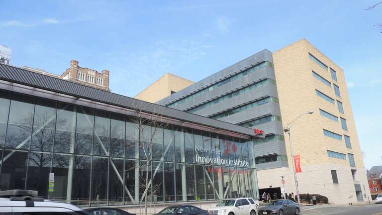 Looking northwest across University Avenue on a sunny afternoon