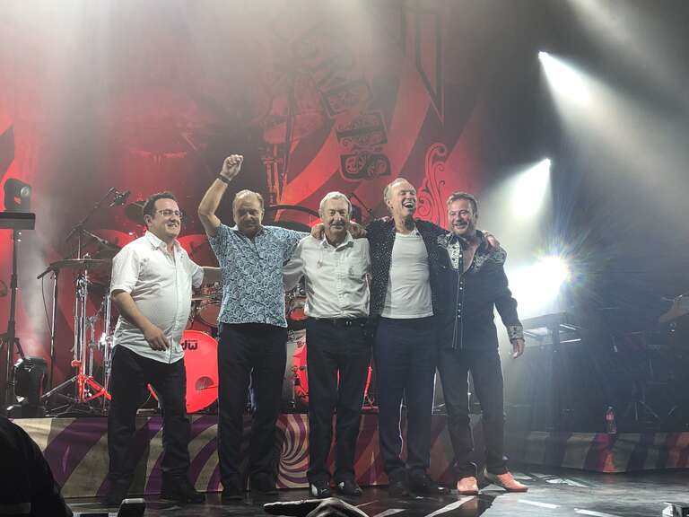 Nick Mason's Saucerful of Secrets band at the end of the show at 'The Pavilion at Toyota Music Factory' in Irving TX on Mar 24, 2019.