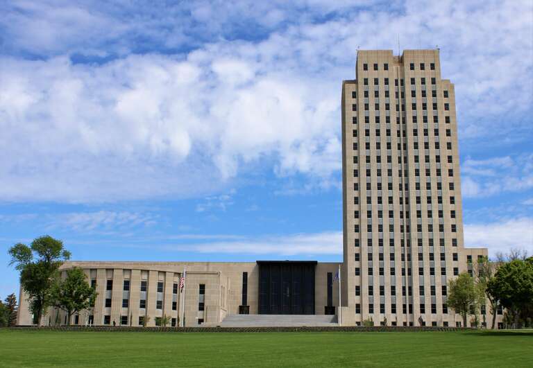 The North Dakota State Capitol in Bismarck, North Dakota.