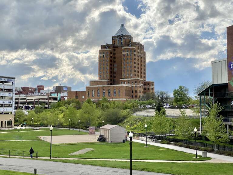 Built in 1929-1931, this Art Deco-style building was designed by Good and Wagner to serve as the Akron Central YMCA, and stands on the block bounded by Bowery Street, State Street, and Water Street in downtown Akron, Ohio, overlooking the old Ohio
