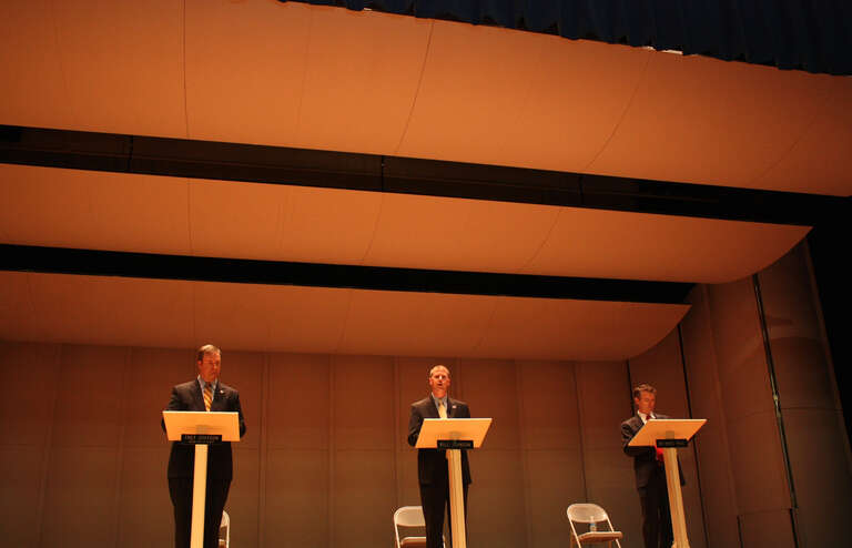 United States Senate candidates Secretary of State Trey Grayson, Bill Johnson, and Bowling Green opthamologist and political activist Rand Paul at the Paducah Forum Debate in Paducah, Kentucky.

Please attribute to Gage Skidmore if used elsewhere.