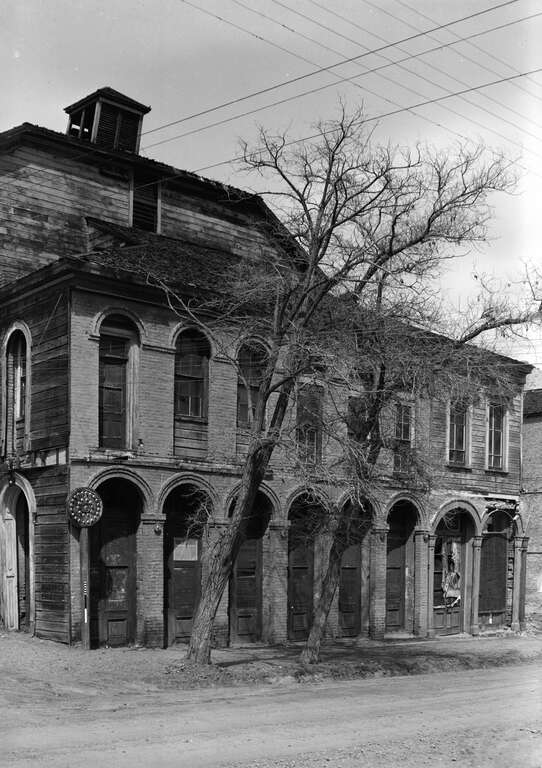 Front of Piper's Opera House, located at 1, 3, and 5 N. B Street in Virginia City, Nevada, United States.  Built in 1863, it is listed on the National Register of Historic Places and is part of the Virginia City Historic District, a National Historic
