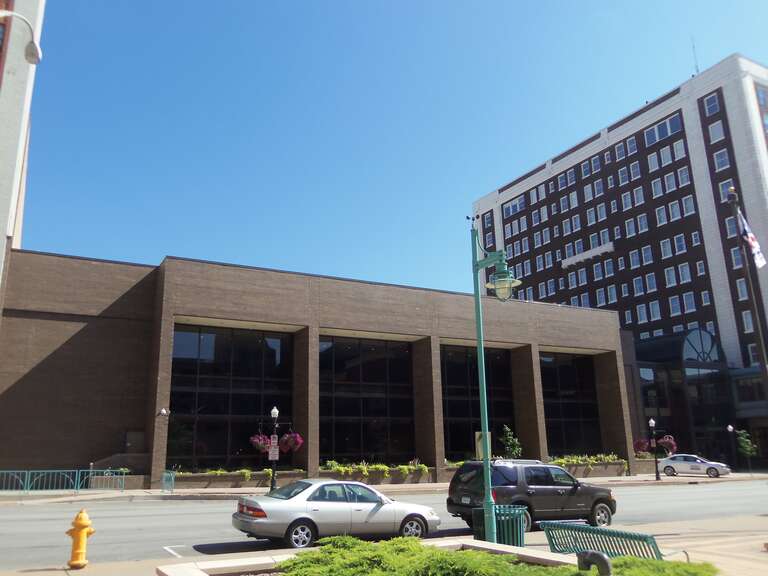 The RiverCenter is the convention center located in downtown Davenport, Iowa.  This view shows the interior of the north building along East Third Street.