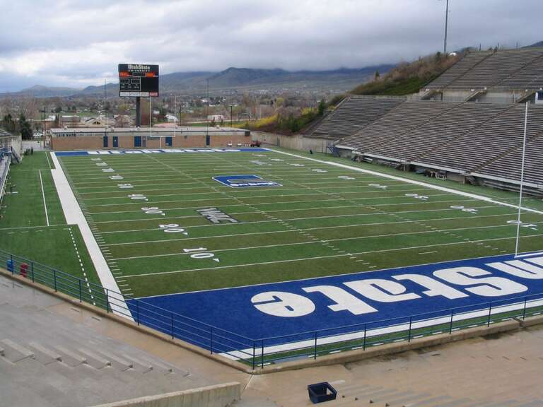 Merlin Olsen Field at Romney Stadium is an outdoor football stadium in Logan, Utah, USA, on the campus of Utah State University (USU). It is the home field of the Utah State Aggies of the Mountain West Conference. It opened in 1968 and currently has