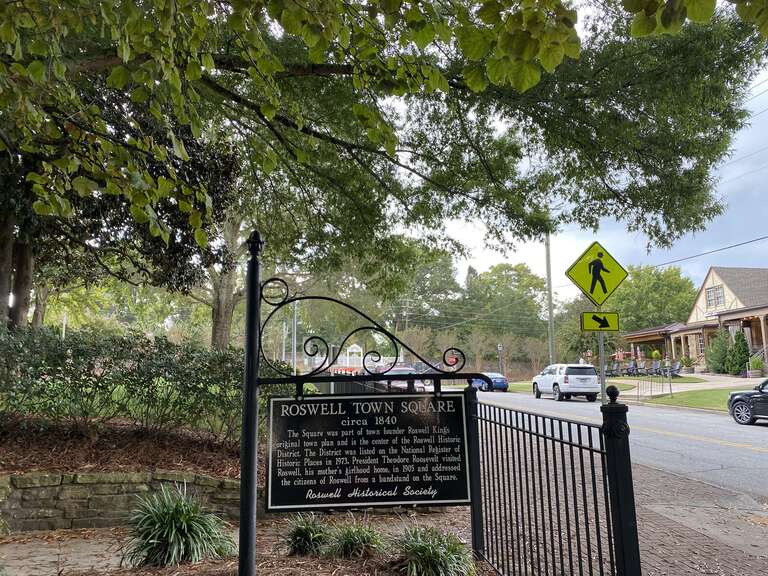 Historical marker for Roswell Town Square, Roswell, Georgia USA
