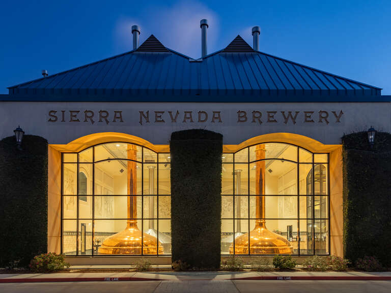 Sierra Nevada Brewery in Chico, California, during blue hour on December 10, 2021.