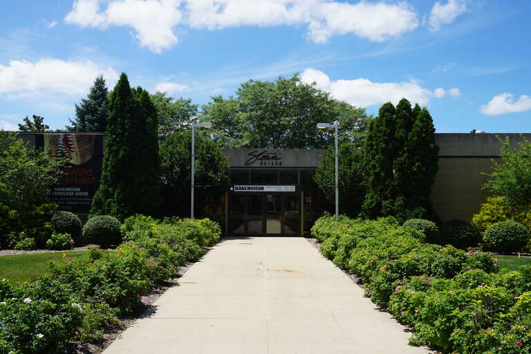 The exterior of the Sloan Museum in Flint, Michigan (United States).
