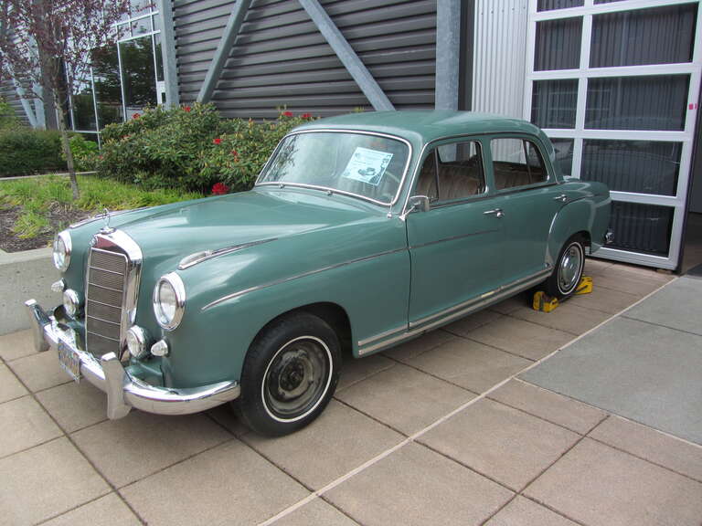 Clover Park Technical College, Lakewood, Washington
Mercedes Benz sedan from the fifties, maybe a 190 or 220?  I'm not really up on the ID of these and I don't have reference material.

At the time this was new, Studebaker-Packard were the official