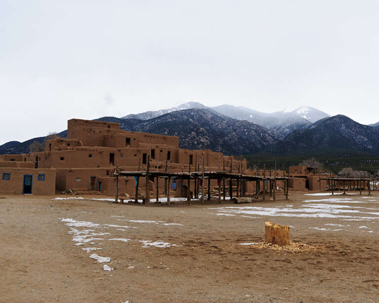 Taos Pueblo with the Sangre de Cristo Mountains in the background