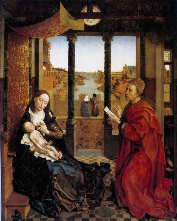 Rogier van der Weyden: Der hl. Lukas zeichnet die Madonna, 137x110cm, um 1440, Boston ,USA