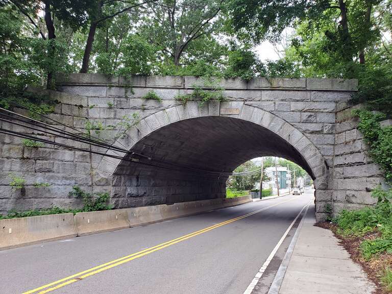 Wrentham Branch bridge over Dean Street in Norwood, seen in July 2021