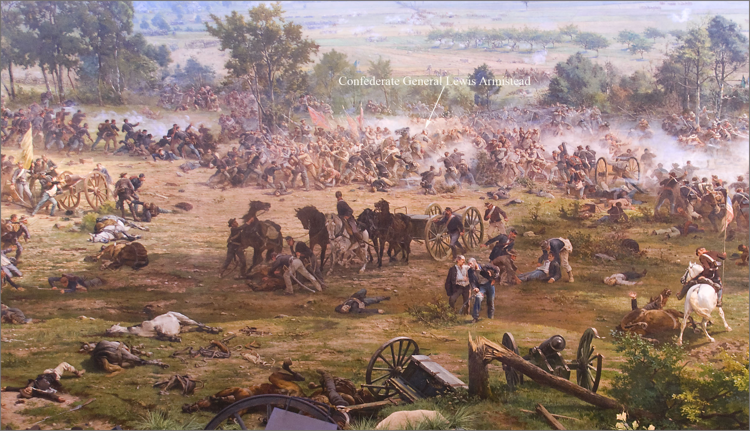 'The Battle of Gettysburg', also known as the Gettysburg Cyclorama, is a cyclorama painting by the French artist Paul Philippoteaux depicting &quot;Pickett's Charge&quot;, the climactic Confederate attack on the Union forces on Cemetery Ridge during the Battle