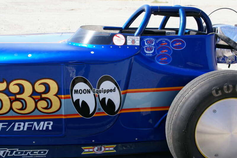 Racing car prepared for Bonneville Salt Flats in Wendover, Utah, USA