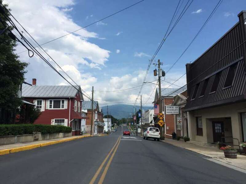 View north along U.S. Route 340 Business (Main Street) at Masonic Drive in Stanley, Page County, Virginia