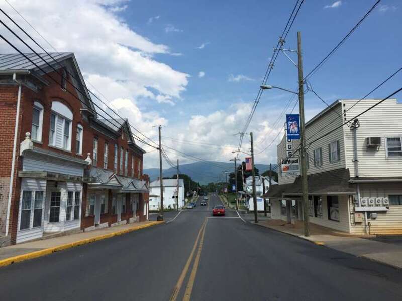 View north along U.S. Route 340 Business (Main Street) between Masonic Drive and Railroad Avenue in Stanley, Page County, Virginia