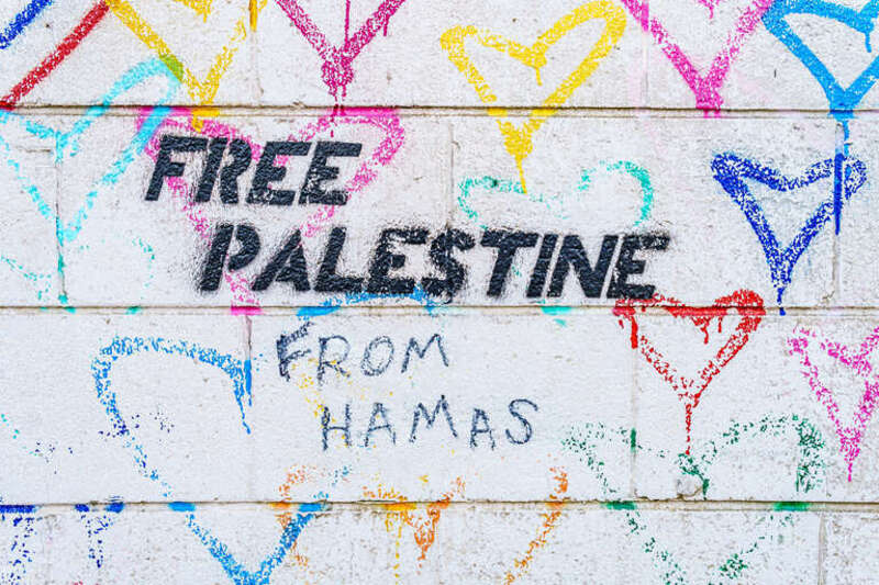 Anti-Jewish racist / genocidal graffiti (“Free Palestine”) sprayed on “Untitled (Brainwash)” at Washington, DC’s Union Market now has the added truthified statement “From Hamas”
In May and June, 2021, several Washington, DC landmarks and