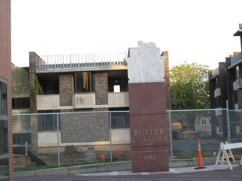 The 1960s era buildings of Butler College, Princeton University, under demolition.
