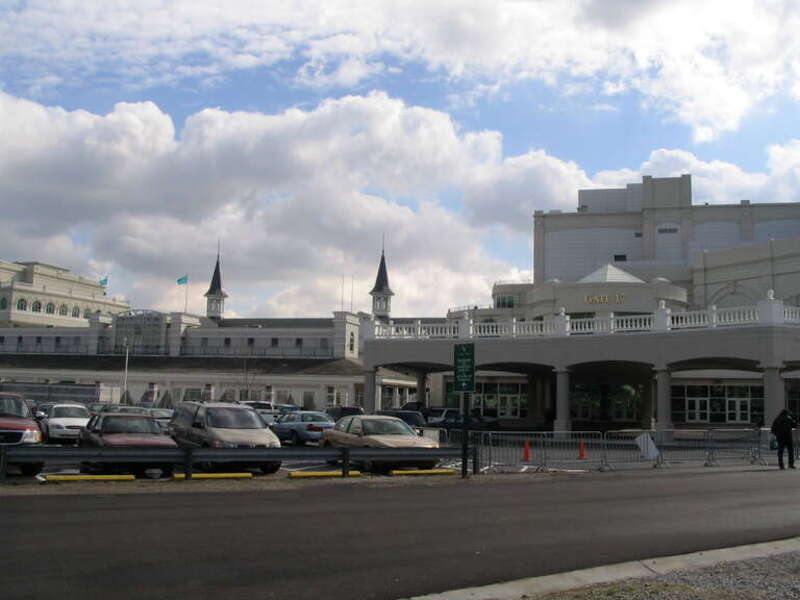 Churchill Downs, located on Central Avenue in south Louisville, Kentucky, United States, is a Thoroughbred racetrack most famous for hosting the Kentucky Derby annually. It officially opened in 1875, and held the first Kentucky Derby and the first