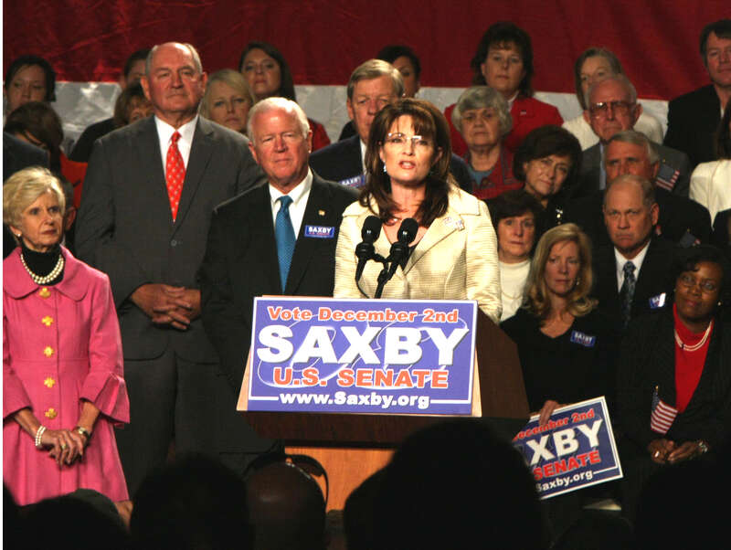 Ga Gov Sonny Perdue, Saxby Chambliss and Sarah Palin