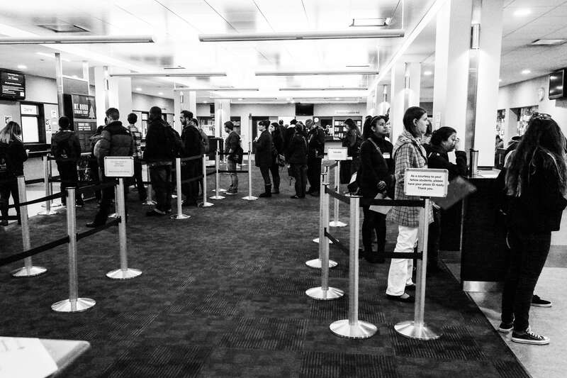 A view of the business office at Portland State University during last minute registration for Winter Term.