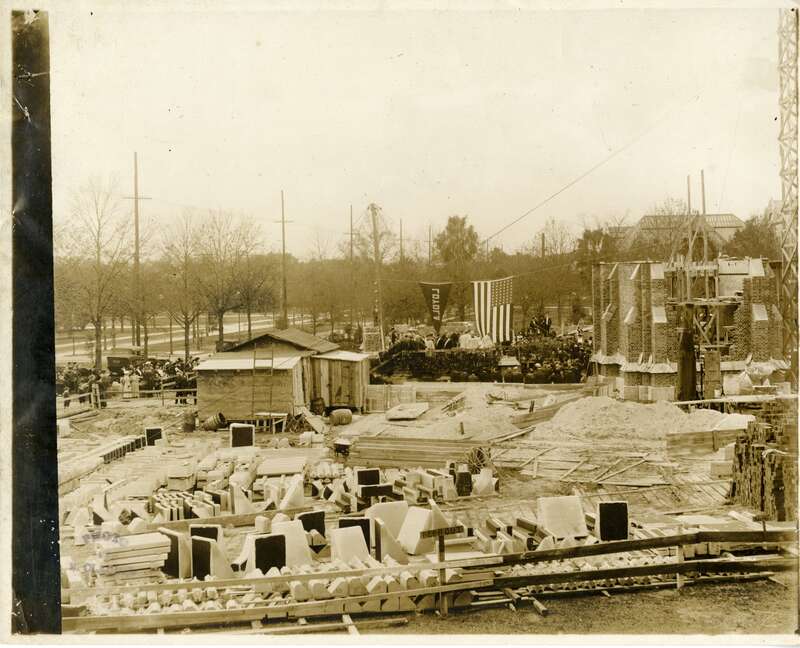 Cornerstone-laying ceremony. Loyola University, New Orleans, McDermott Memorial Church. Now Holy Name of Jesus Church. Photographer E. Claudel.